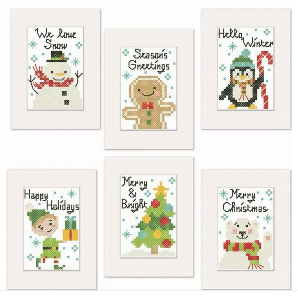 NWT Herrschner’s Winter Festivities Greeting Cards Cross Stitch Kit